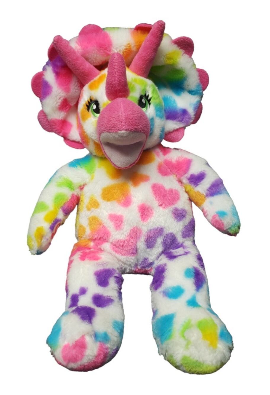 Build A Bear Colorful Bright Heart Triceratops Dinosaur Plush Stuffed Animal